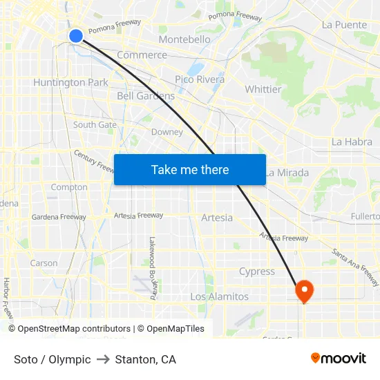 Soto / Olympic to Stanton, CA map