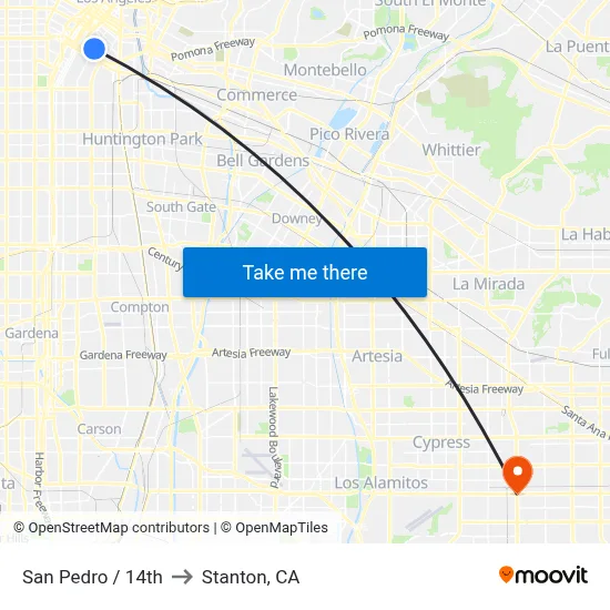 San Pedro / 14th to Stanton, CA map