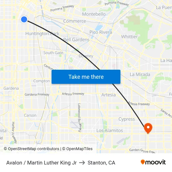 Avalon / Martin Luther King Jr to Stanton, CA map