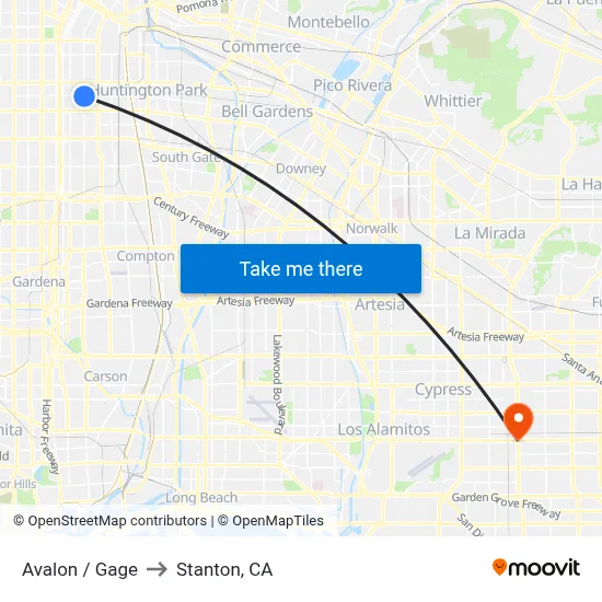 Avalon / Gage to Stanton, CA map