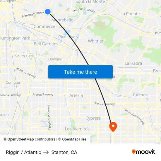 Riggin / Atlantic to Stanton, CA map