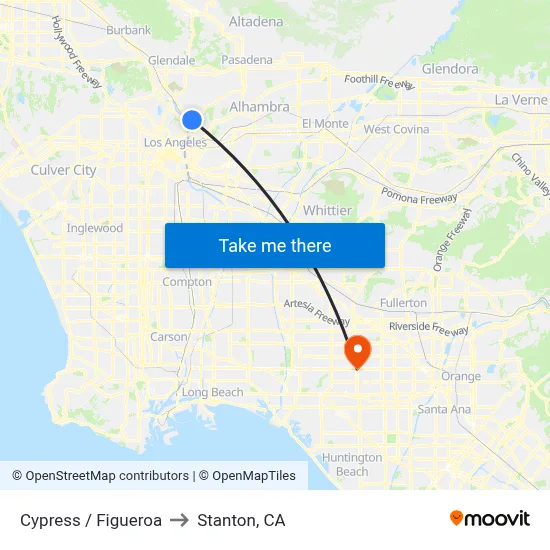 Cypress / Figueroa to Stanton, CA map