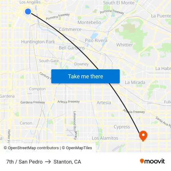 7th / San Pedro to Stanton, CA map