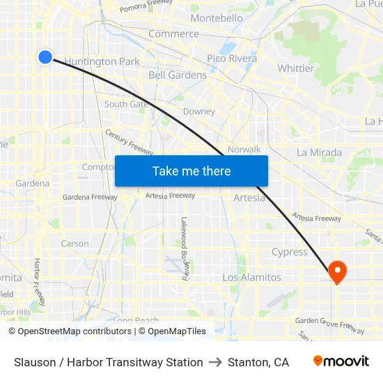 Slauson / Harbor Transitway Station to Stanton, CA map