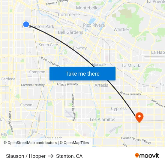 Slauson / Hooper to Stanton, CA map