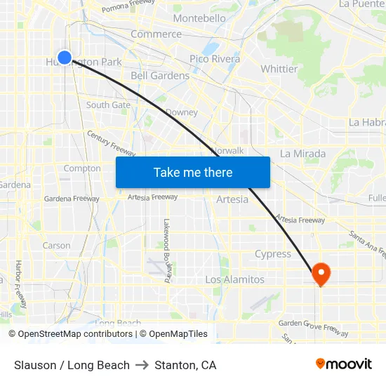 Slauson / Long Beach to Stanton, CA map
