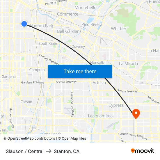 Slauson / Central to Stanton, CA map