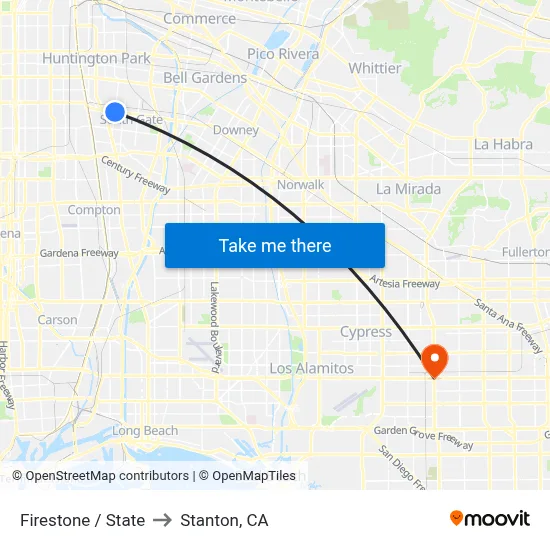 Firestone / State to Stanton, CA map