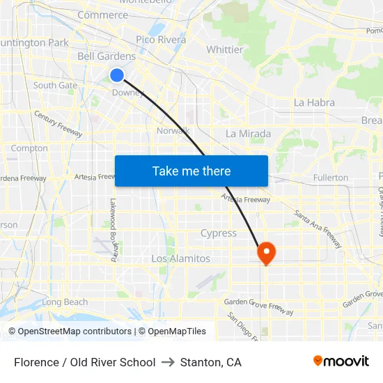Florence / Old River School to Stanton, CA map