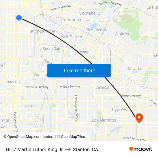 Hill / Martin Luther King Jr to Stanton, CA map