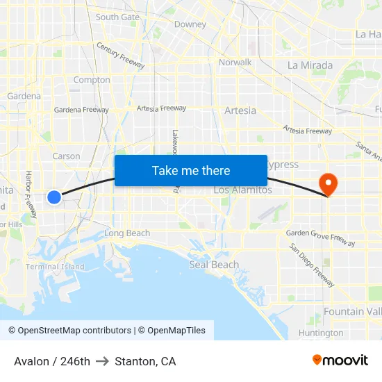 Avalon / 246th to Stanton, CA map