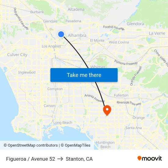 Figueroa / Avenue 52 to Stanton, CA map