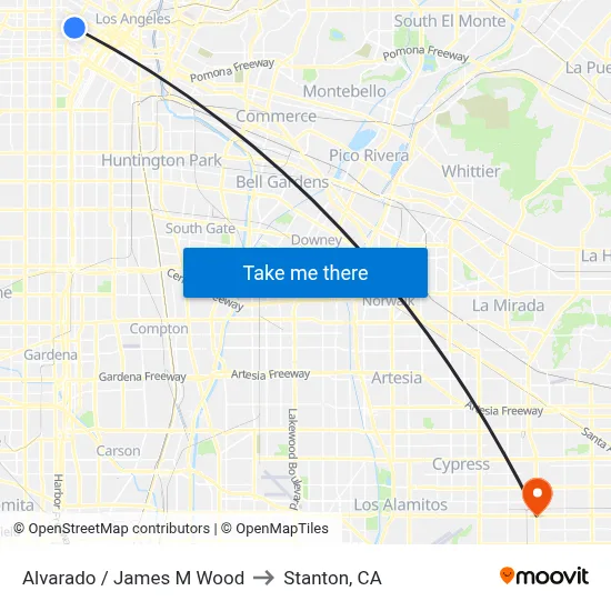 Alvarado / James M Wood to Stanton, CA map
