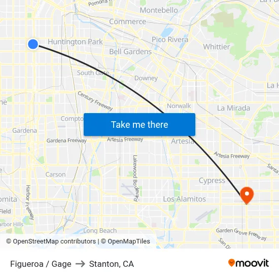 Figueroa / Gage to Stanton, CA map