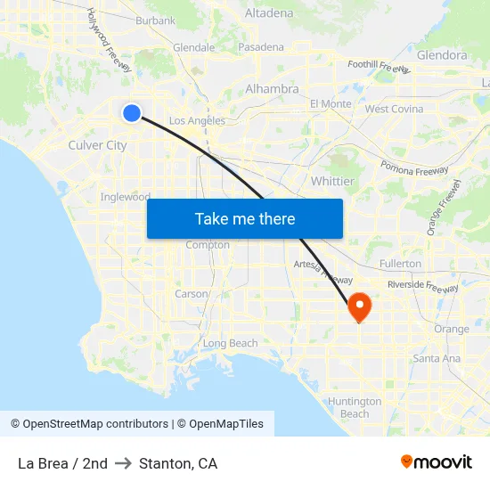 La Brea / 2nd to Stanton, CA map