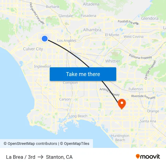 La Brea / 3rd to Stanton, CA map
