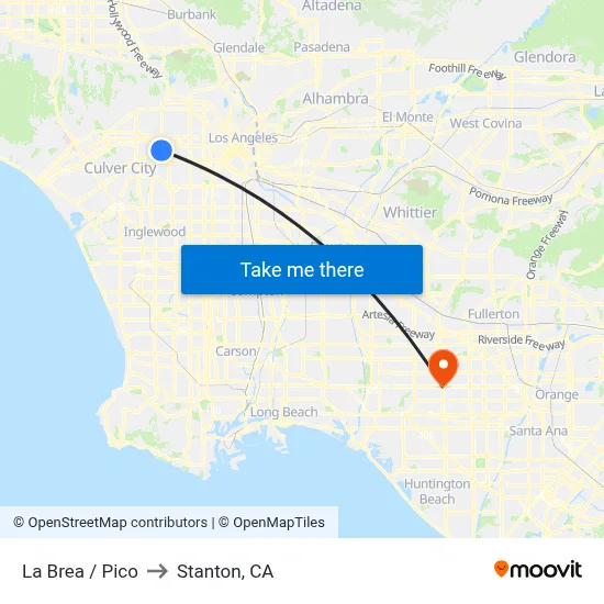 La Brea / Pico to Stanton, CA map