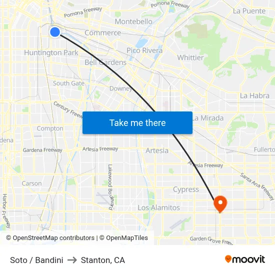 Soto / Bandini to Stanton, CA map