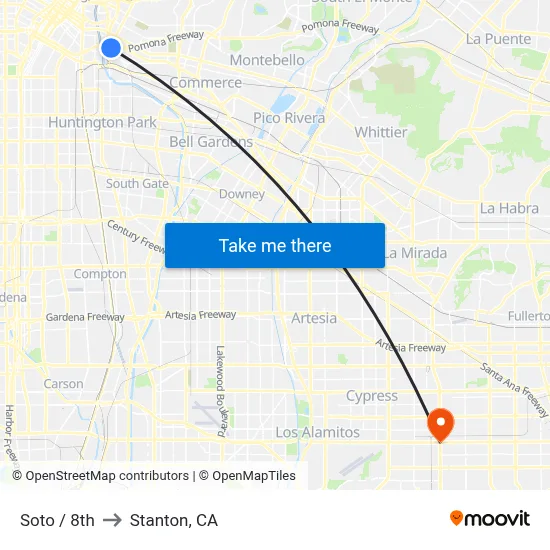 Soto / 8th to Stanton, CA map