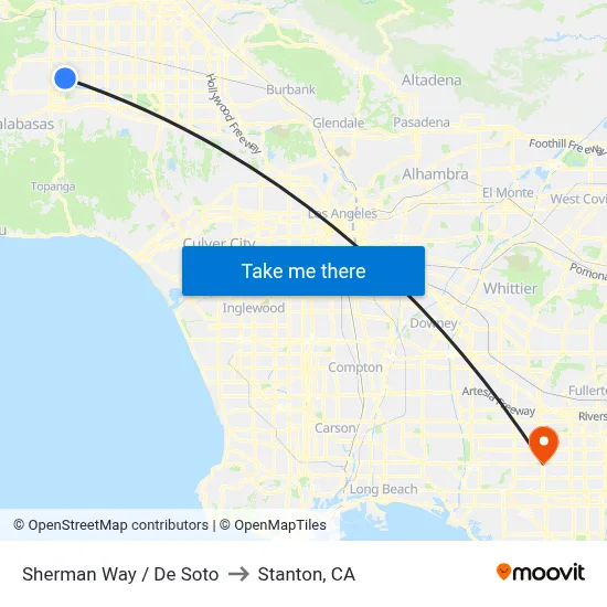 Sherman Way / De Soto to Stanton, CA map