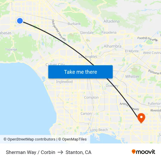 Sherman Way / Corbin to Stanton, CA map