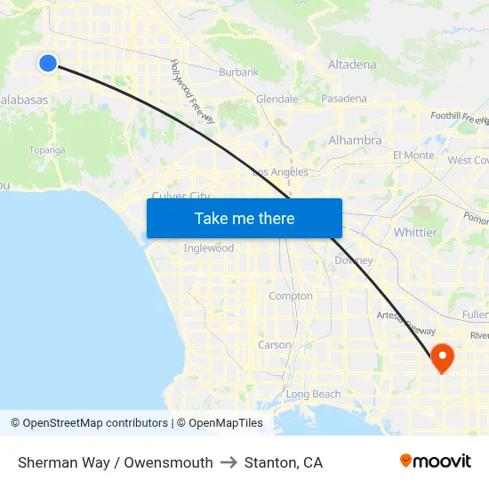 Sherman Way / Owensmouth to Stanton, CA map