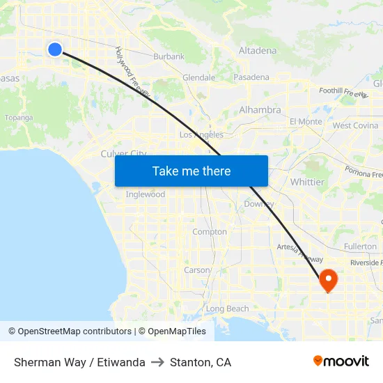 Sherman Way / Etiwanda to Stanton, CA map