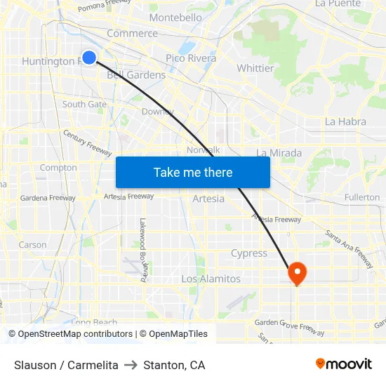 Slauson / Carmelita to Stanton, CA map