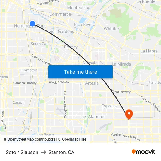 Soto / Slauson to Stanton, CA map