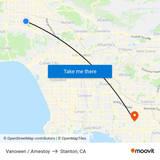 Vanowen / Amestoy to Stanton, CA map