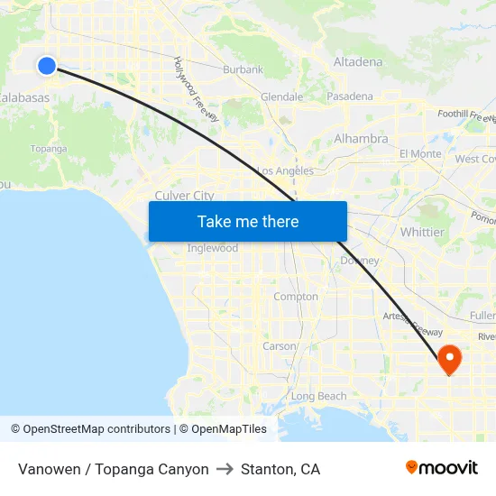 Vanowen / Topanga Canyon to Stanton, CA map