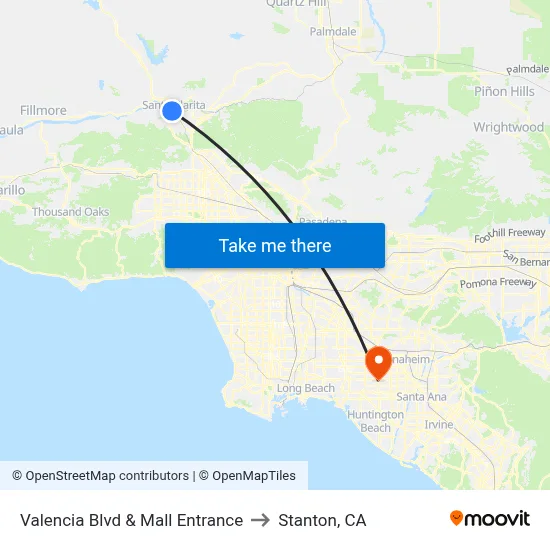 Valencia Blvd & Mall Entrance to Stanton, CA map