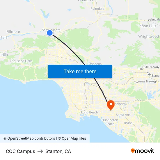 COC Campus to Stanton, CA map