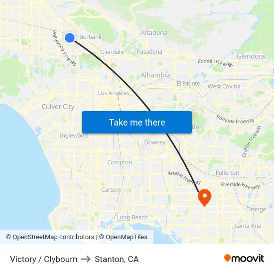 Victory / Clybourn to Stanton, CA map