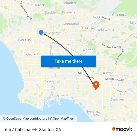 6th / Catalina to Stanton, CA map