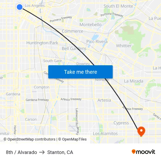 8th / Alvarado to Stanton, CA map