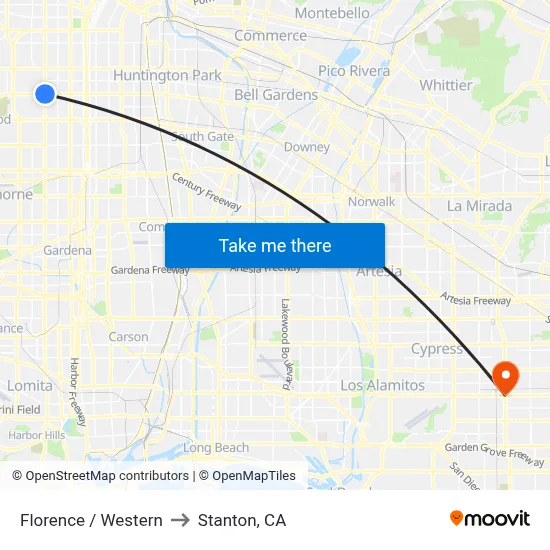 Florence / Western to Stanton, CA map