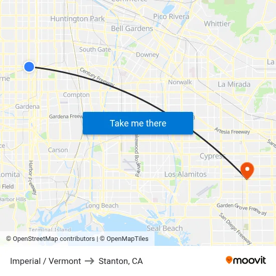 Imperial / Vermont to Stanton, CA map