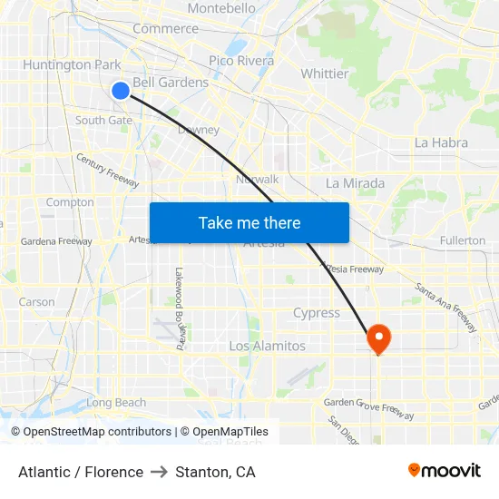 Atlantic / Florence to Stanton, CA map