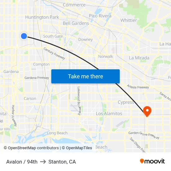 Avalon / 94th to Stanton, CA map