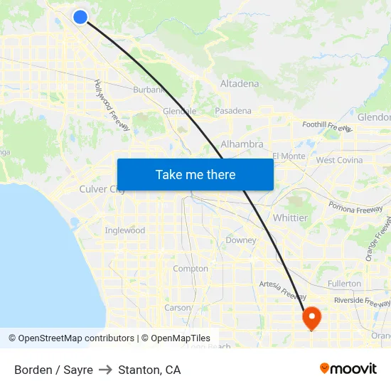 Borden / Sayre to Stanton, CA map