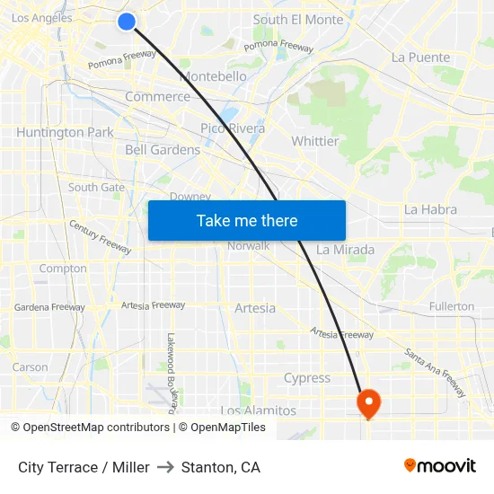 City Terrace / Miller to Stanton, CA map