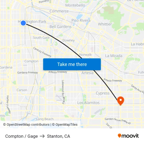 Compton / Gage to Stanton, CA map
