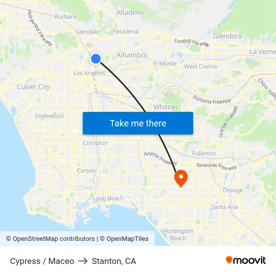 Cypress / Maceo to Stanton, CA map