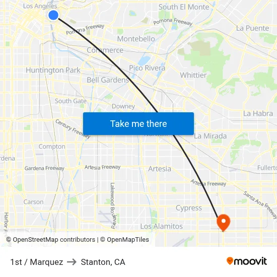 1st / Marquez to Stanton, CA map