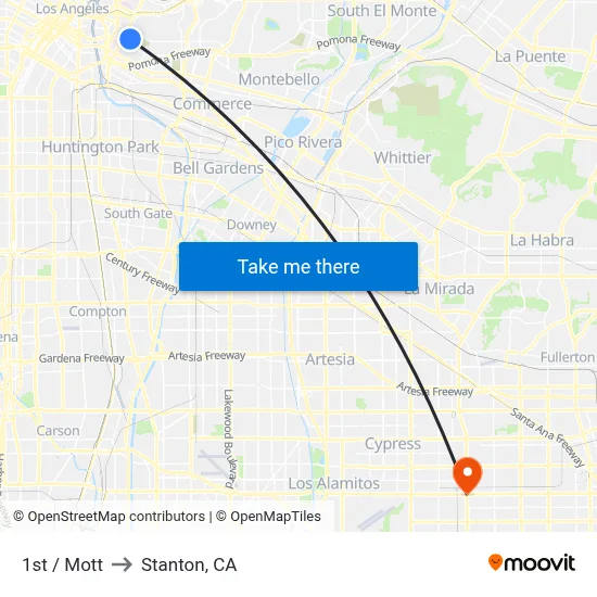 1st / Mott to Stanton, CA map