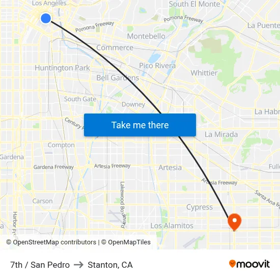 7th / San Pedro to Stanton, CA map