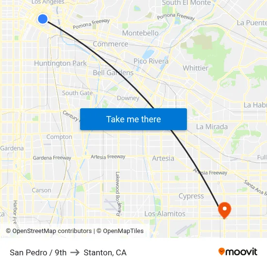 San Pedro / 9th to Stanton, CA map