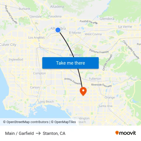 Main / Garfield to Stanton, CA map