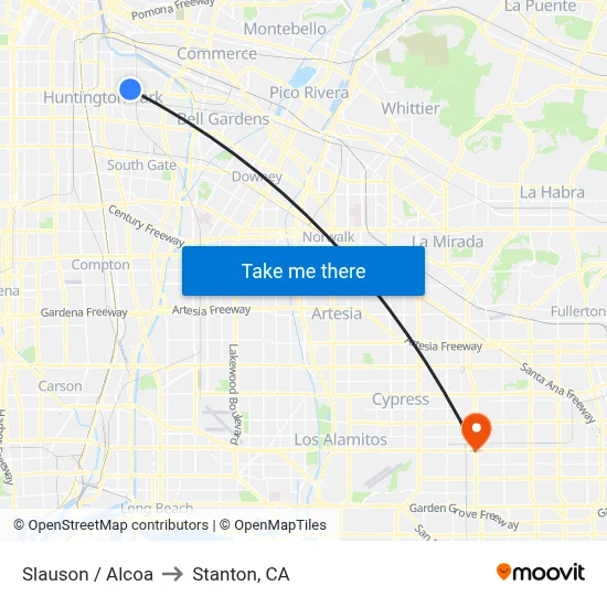 Slauson / Alcoa to Stanton, CA map
